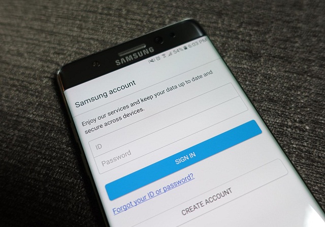Giao diện đăng nhập samsung account